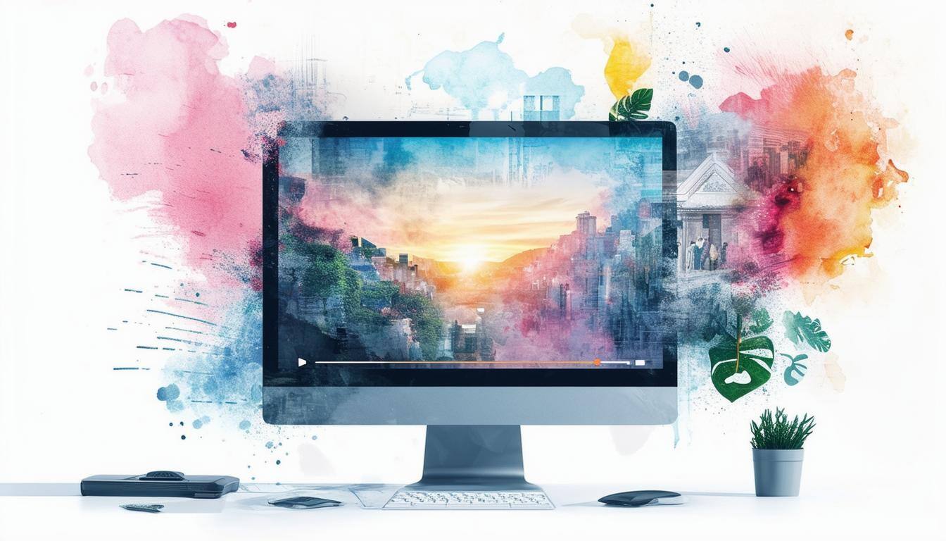 Solo of a computer playing the intro card on a video