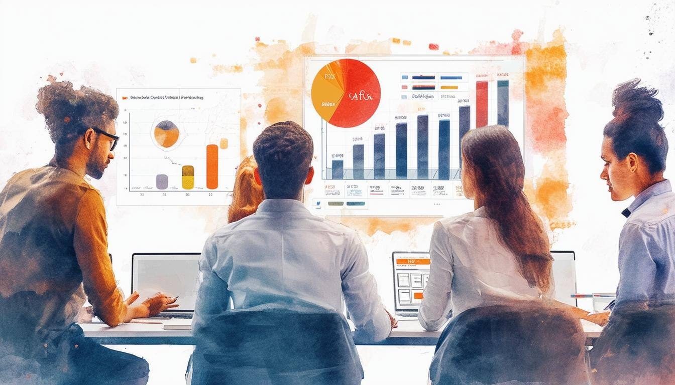 Staff meeting looking at what is performing well with graphs-1