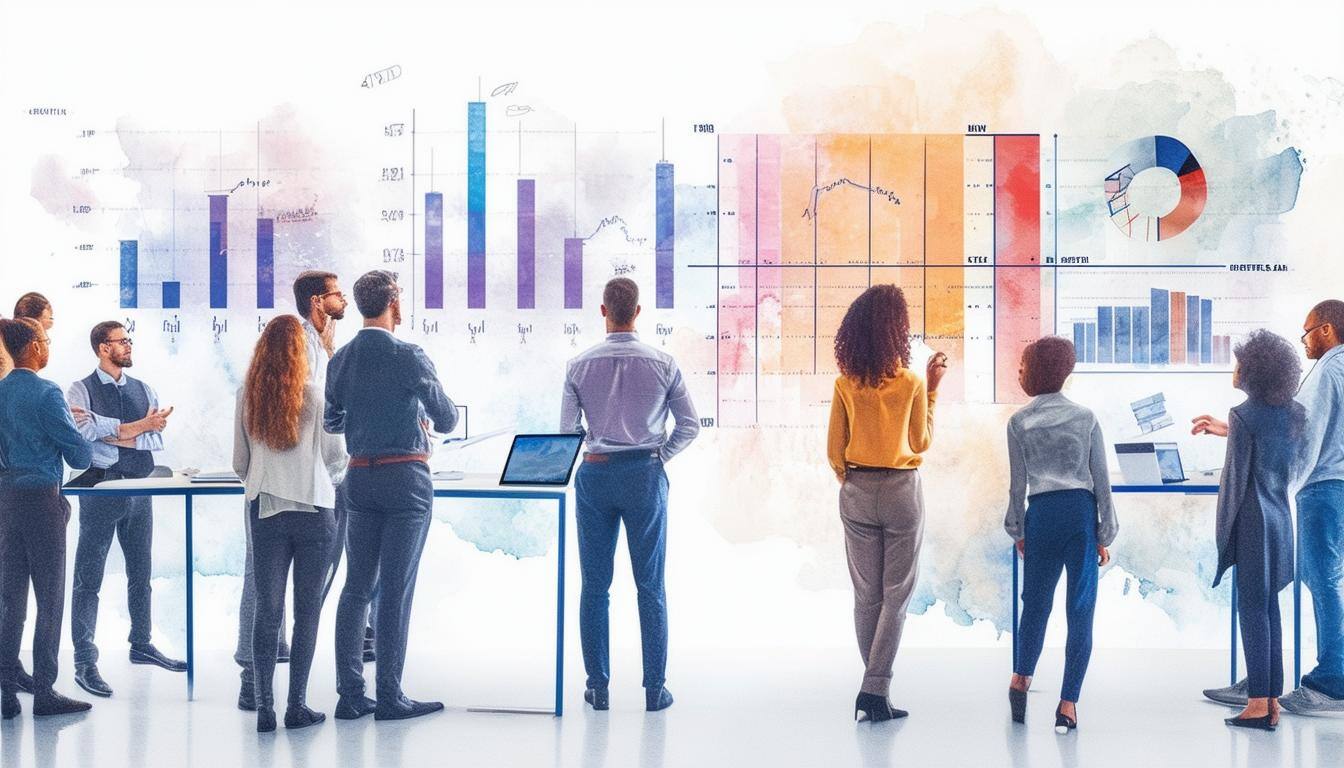 Staff meeting looking at what is performing well with graphs-2